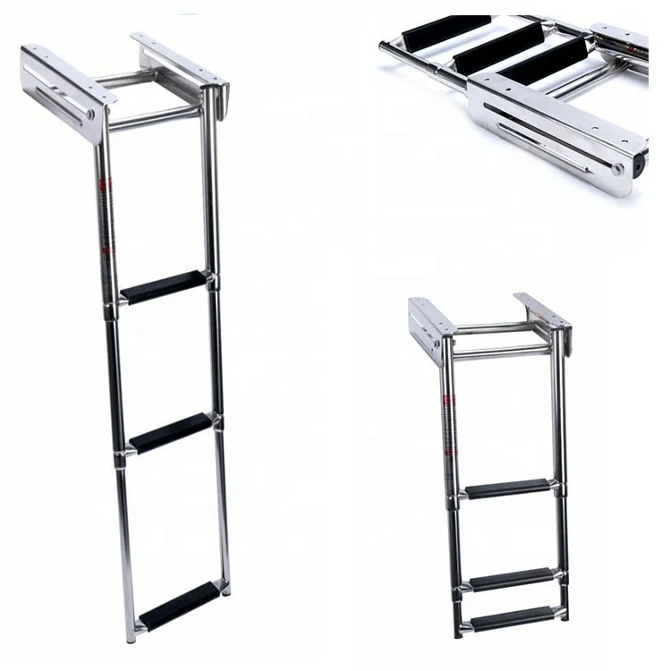 Xiamen Sunshine Marine Factory price yacht accessories 3 step sliding telescopic platform ladder for sailboat ship boat