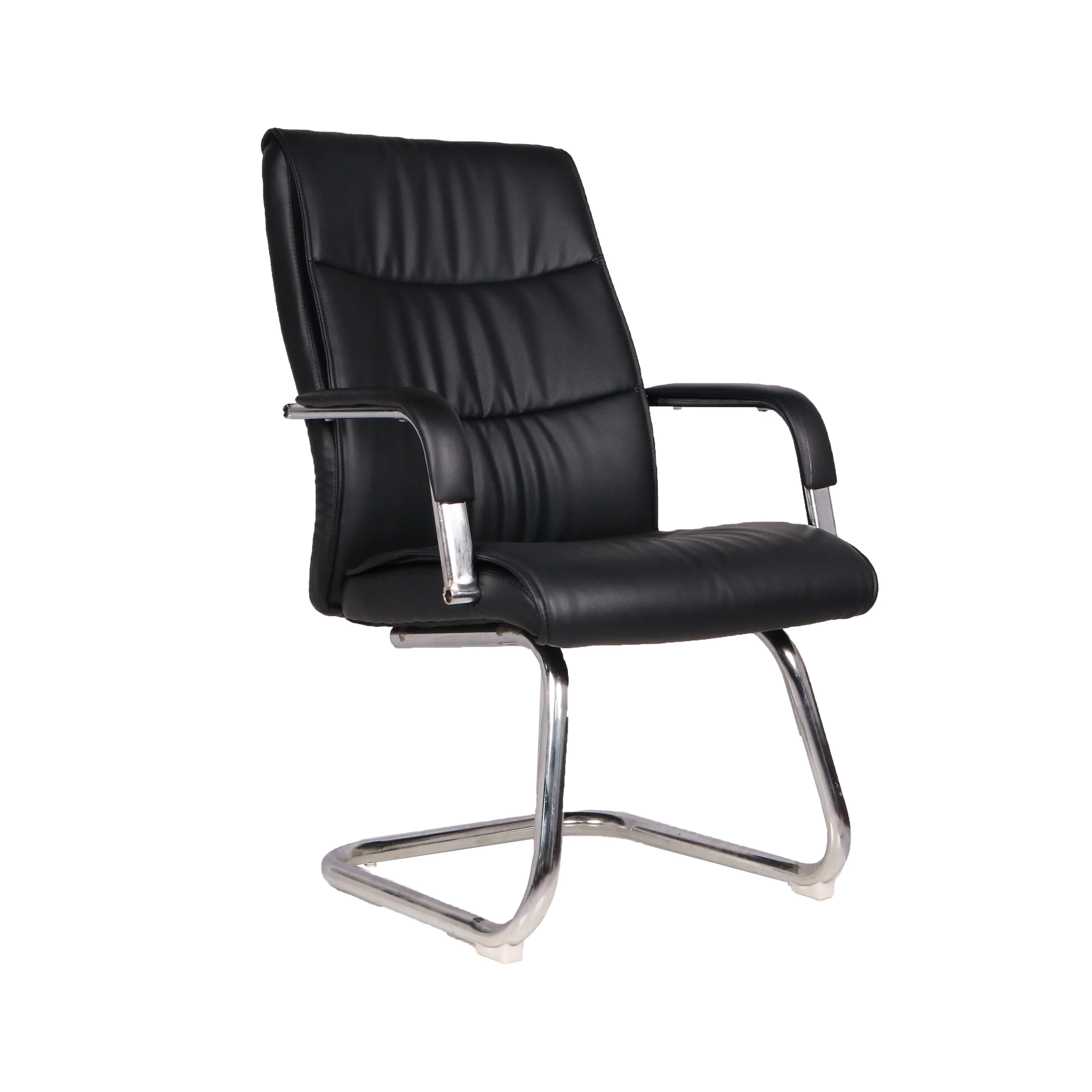 Classic customized black pu leather guest executive office visitor chair with arm rest