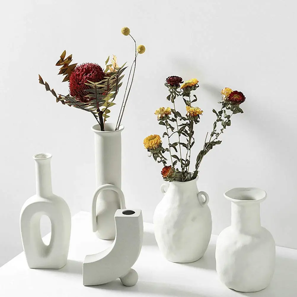 Aspire white ceramic porcelain vases holder set for household decoration