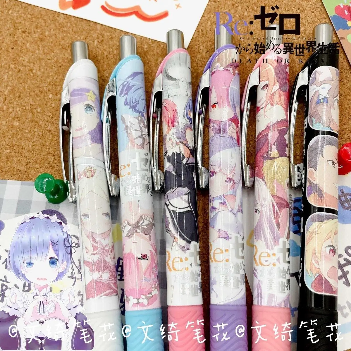 high appearance level students black ink Re:Zero Ram Rem Emilia 0.5mm anime gel pen