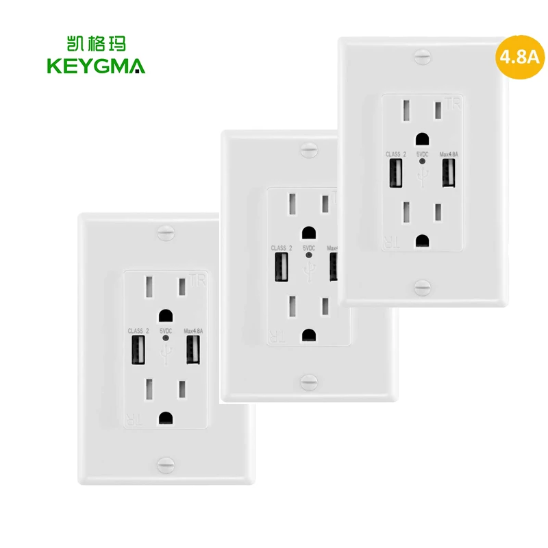 American 4.8A dual usb wall socket enchufes usb 110v outlets