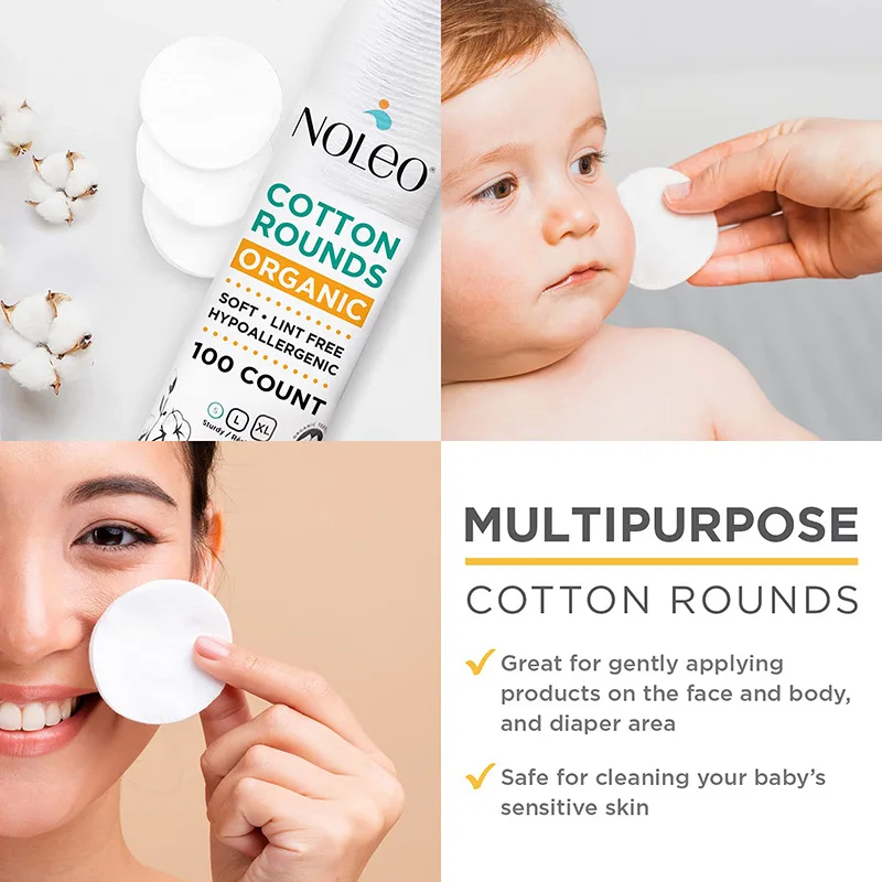 Organic Cotton Pads Premium Exfoliating Rounds 2 Distinct Raised Textured Surface Cotton Facial Pads 100 Count Wholesales