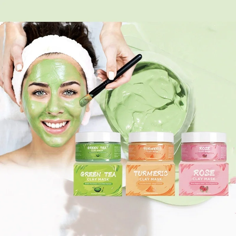 QQLR Wholesale Custom skin Care Cleansing Rose Clay Smudge Type Green Tea Cleansing Mask Avocado Mud mask