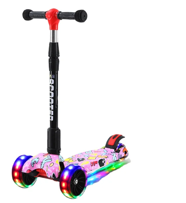 Foldable Kick Scooters for Kids S3 - 4 Adjustable Height Glider Ride 3 Wheel Kick Scooters