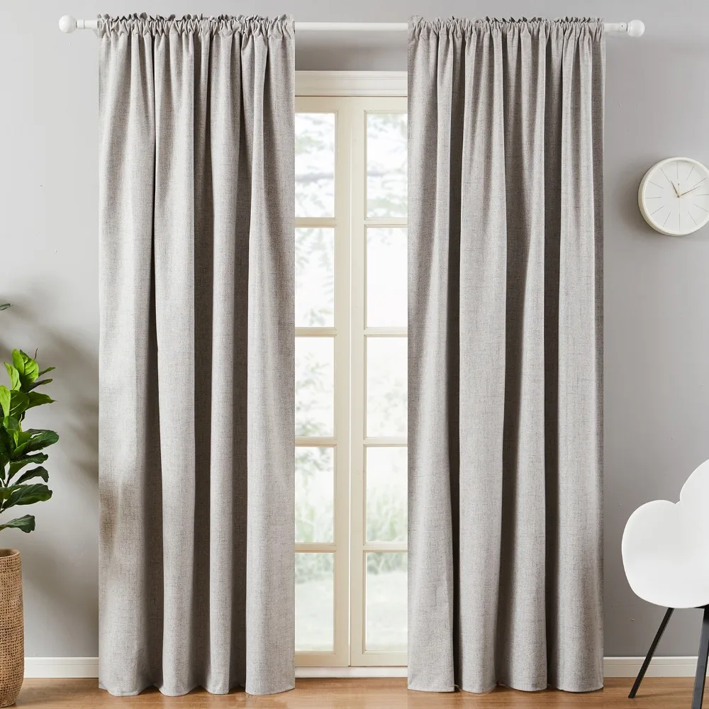 Modern Minimalist Coating Color Linen Hotel Bedroom Heat Insulation And Sun Protection Full Blackout Curtains
