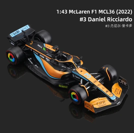 Лидер продаж 1:43 2022 MCL36 #3 Daniel Ricciardo #4 легкосплавный автомобиль из сплава литой металлический игрушечный модель легкосплавного автомобиля