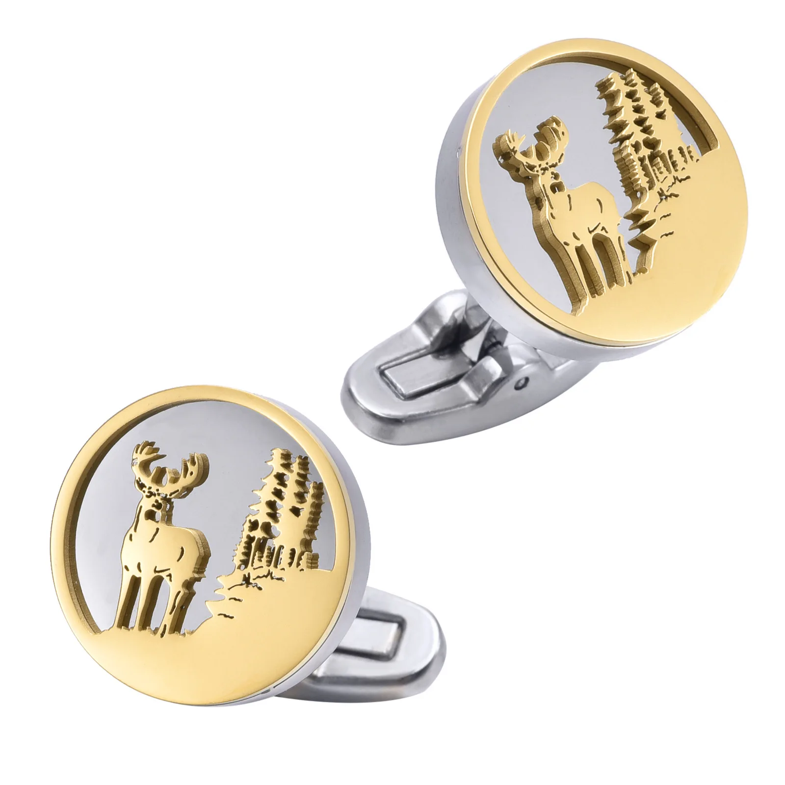 Stainless Steel Forest Moose Cufflinks Light Luxury Custom Blue Whale Cuff Link Shirt Cufflinks For Men