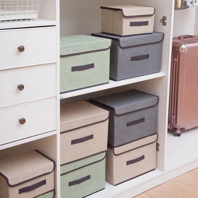 Modern Nonwoven Fabric Storage Organizer Flip-Top Lid and Handle Foldable Stackable Closet for Clothing Organization