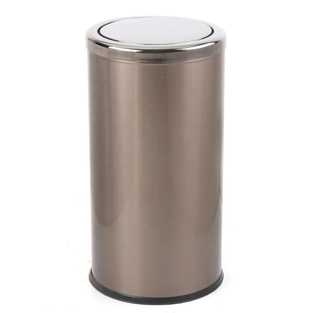 O-Cleaning Household 35L Swing Lid Trash Can,Brushed Stainless Steel Garbage Can With Flipping Lid For Bathroom/Kitchen/Bedroom