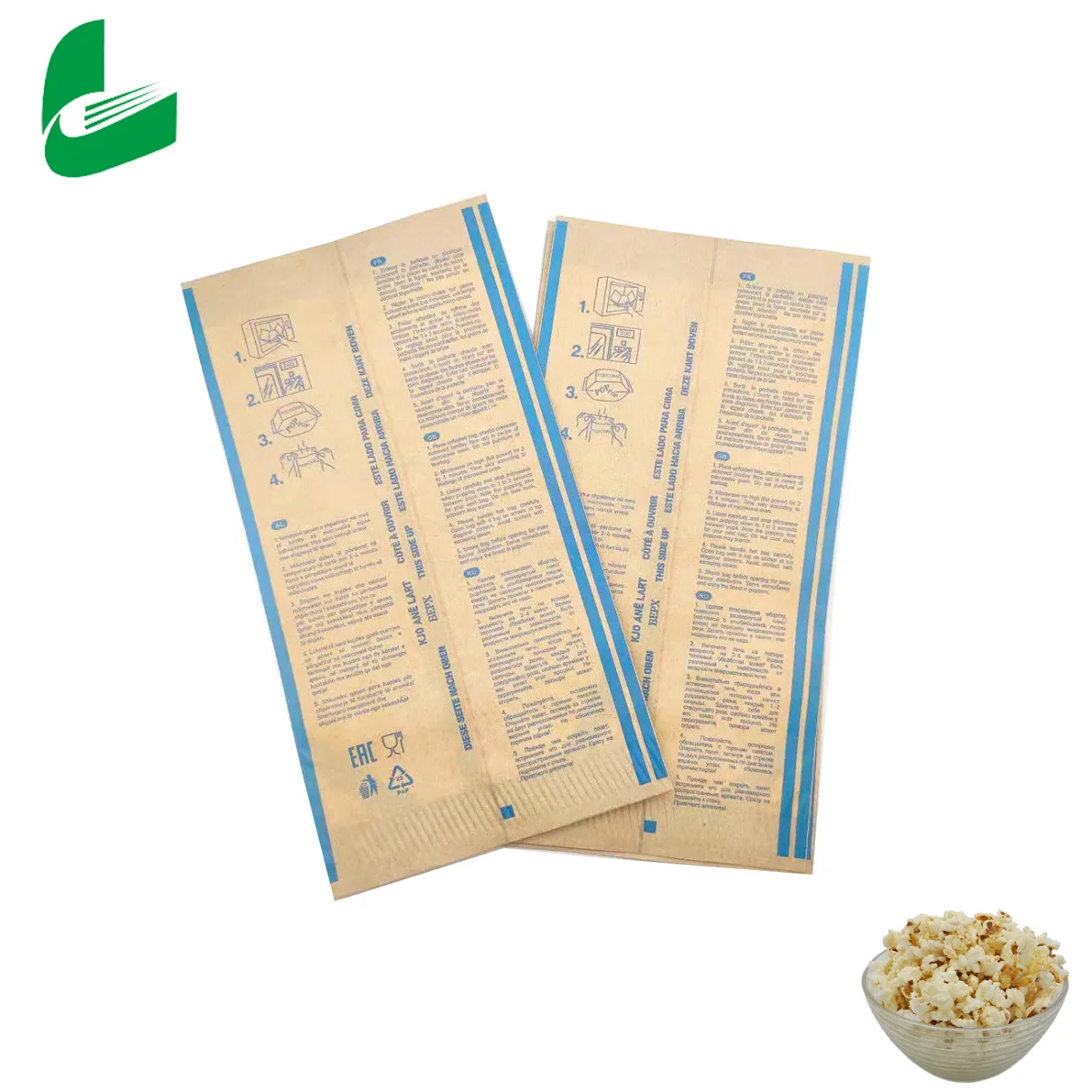 Huafeng home use Eco-friendly microwave usable popcorn paper bag for popcorn packaging
