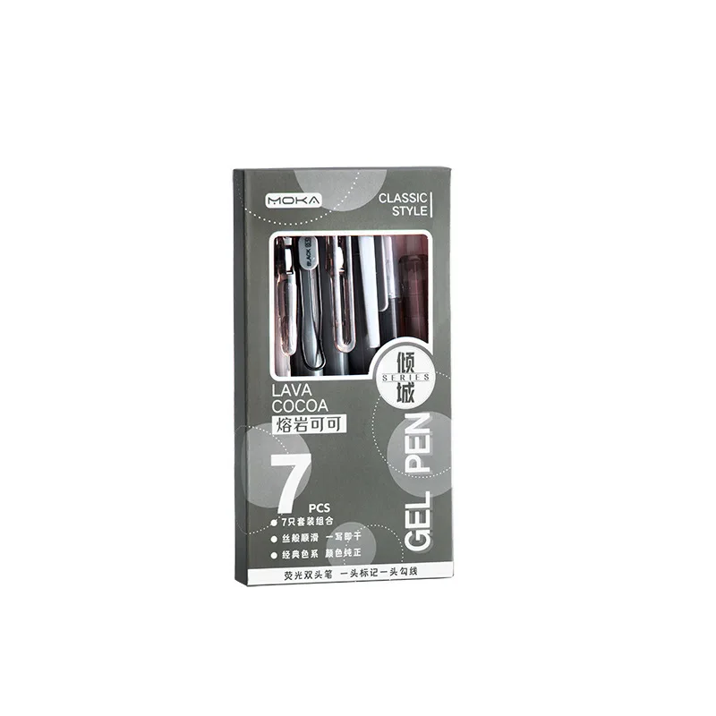 Good-looking gel pen fluorescent combination suit pressing pen student stationery 0.5mm Brush Pen