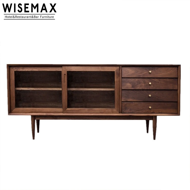 Modern Solid Wood Sideboard Tea Cabinet Wine Japanese Style Storage Drawer Living Room Corner