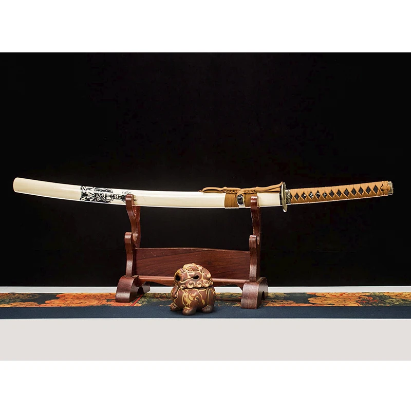 Customized Japanese Swords Samurai Wood Toy Swords Real Alloy Tsuba Bamboo Cosplay Sword