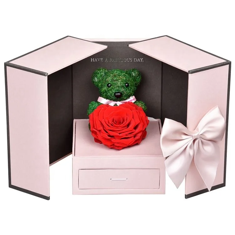 New product idea 2024 mother day gifts Preserved Flower Roses in Jewelry box sets artificial wedding dried flowers rose gift box
