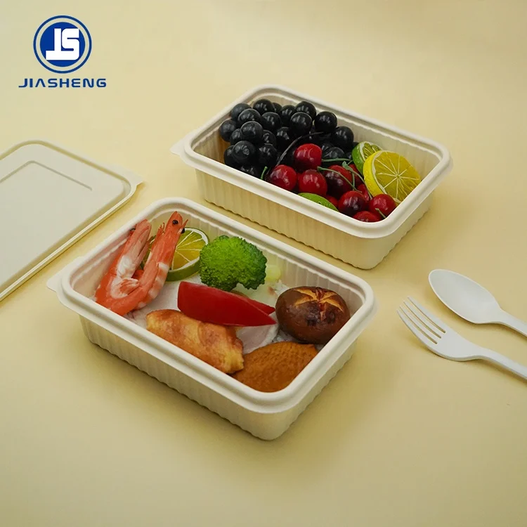 Cornstarch Food Container Disposable Take Away Lunch Packing Boxes Microwavable to Go Plastic CLASSIC Rectangle Sustainable