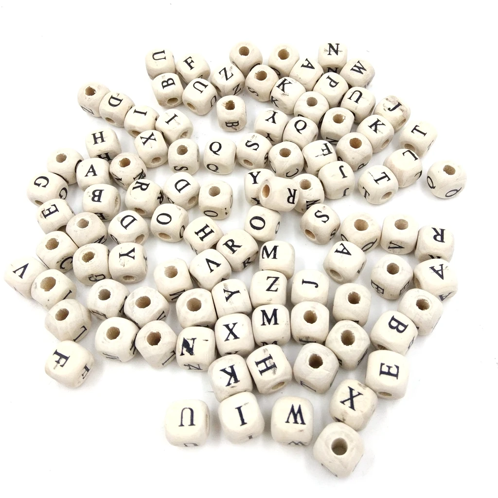 custom laser cut words wooden bead square shape bead for diy home decoration
