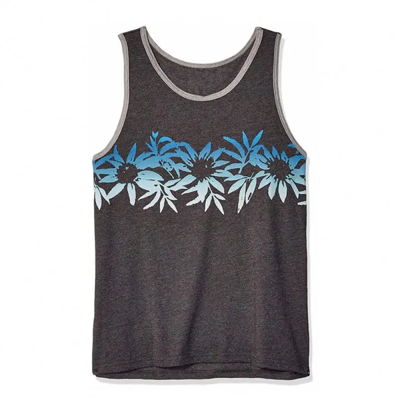 OEM Service Custom Logo Print Sports mens tank top sleeveless beach vest gym tank top