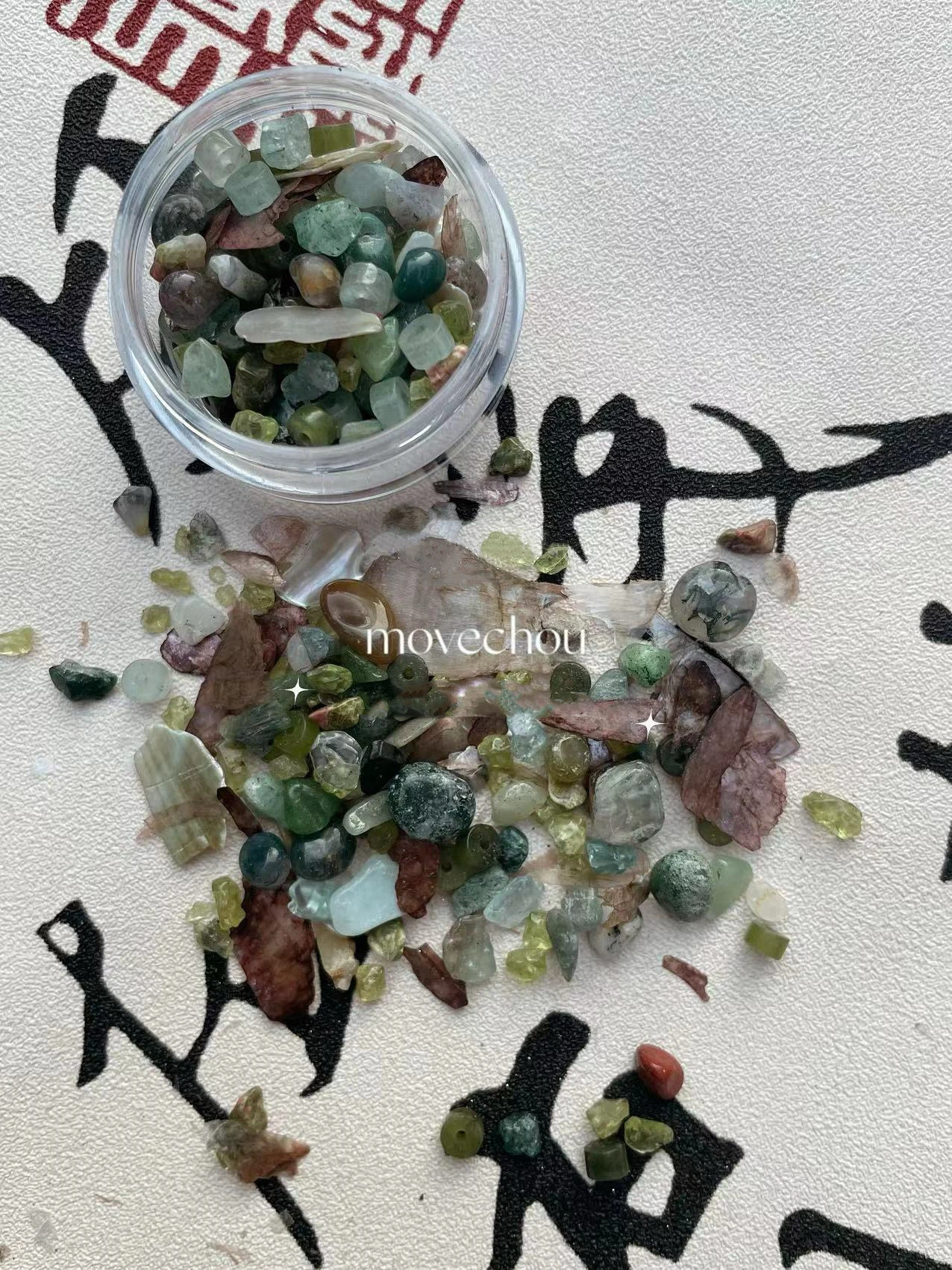 3D Nail Decorations Mix Designs Natural Irregular Stones Mica Flakes Bamboo Knot Mini Glass Rhinestone for nail art