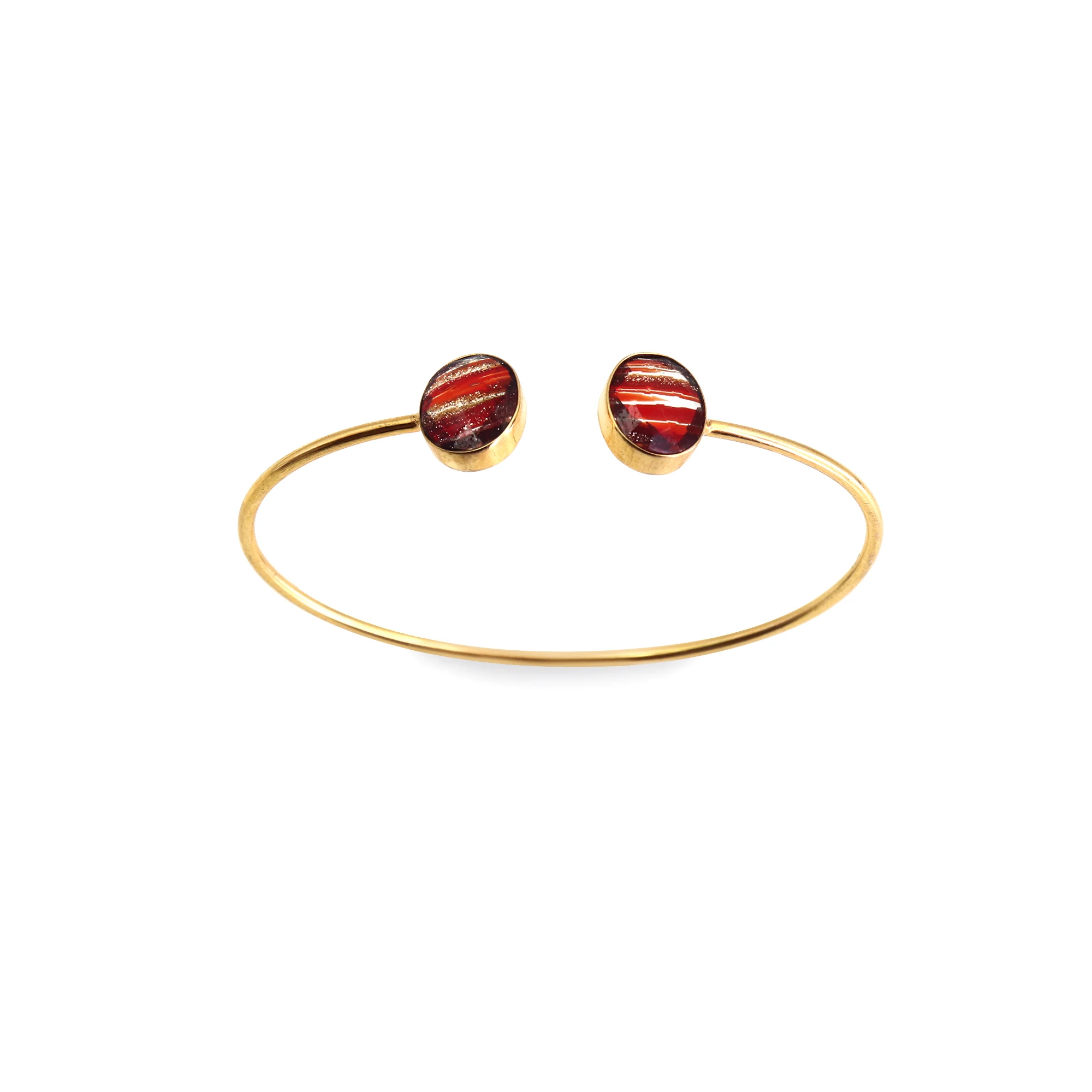 Gold Plated Oval Shape Red Copper Infused 10x12 MM Handmade Cuff Bangle
