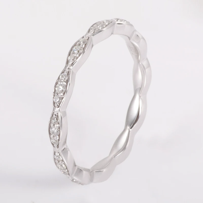 Wholesale Jewelry Solid 10/14/18k Real Gold Gemstone Engagement Ring Pave Round Moissanite Diamond Wedding Eternity Band