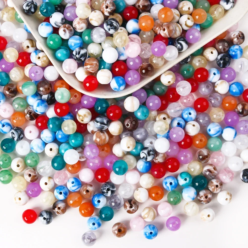 8-16mm Natural Stone Bead Round Loose Spacer Acrylic Crystal For Jewelry Making DIY Bracelet Necklace Accessory