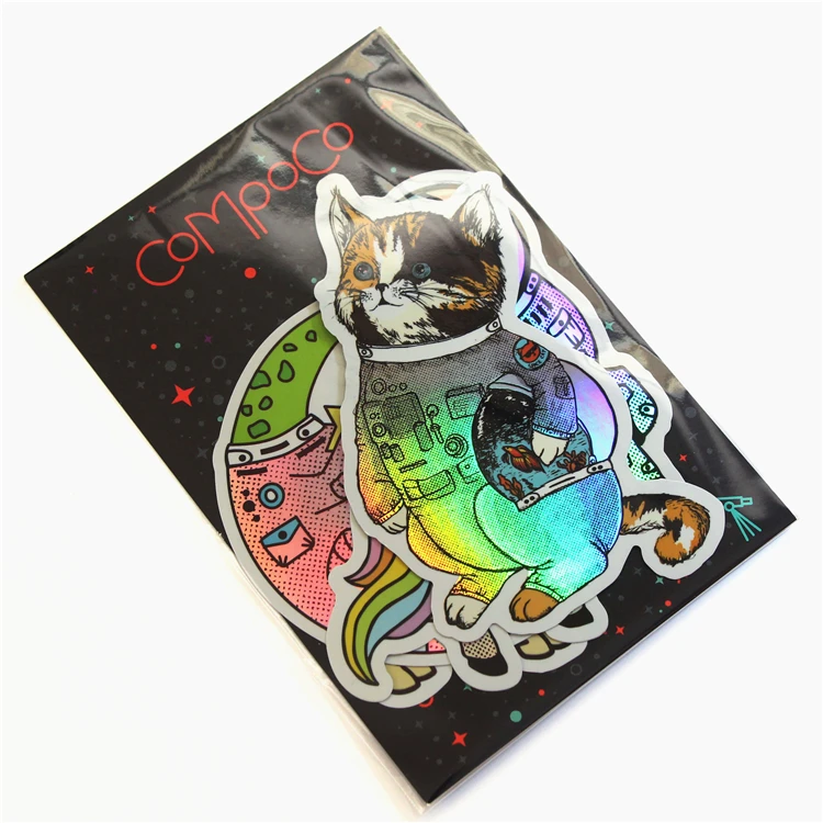 Die Cut Black Printing Holographic Stickers Reflective Car Sticker Custom Hologram Label Sticker