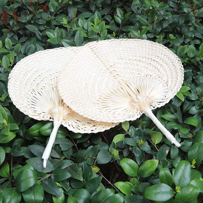 Wholesale  factory custom Chinese cheap hand fans palm leaf weaving Hand-woven bamboo straw natural fiber hand fans