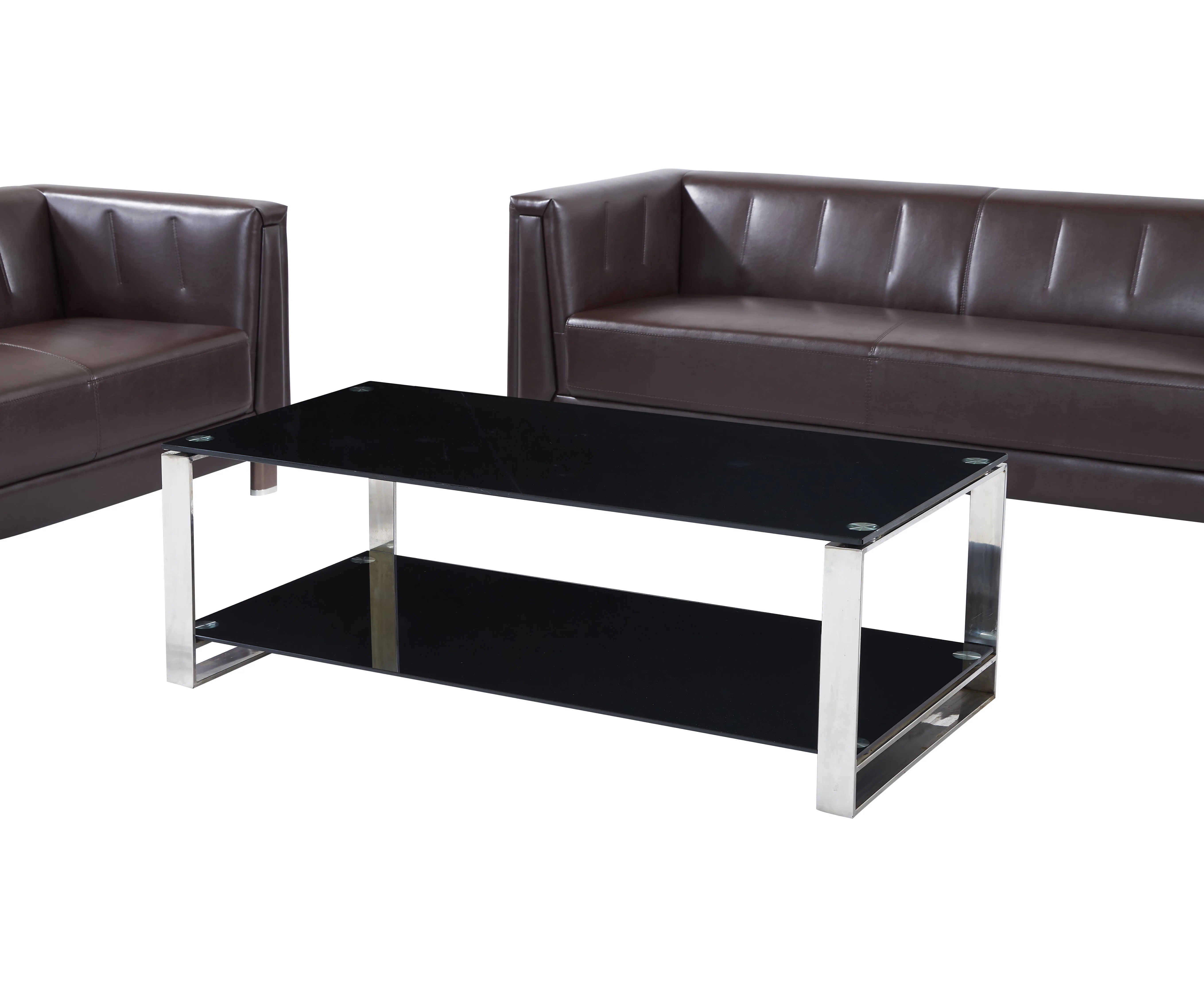 Sitting area Hotel Office reception sofa commercial office visitor leather sofa with Metal legs