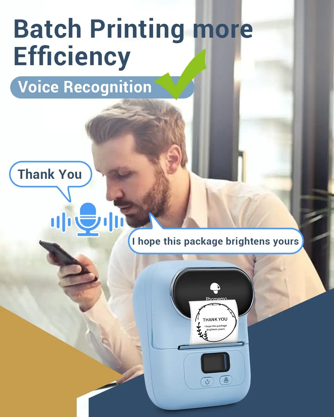 Phomemo M110 Mini Thermal BT Label Printer Wireless Portable Self Adhesive Label Maker Inkless Printer Pocket Mobile Printer