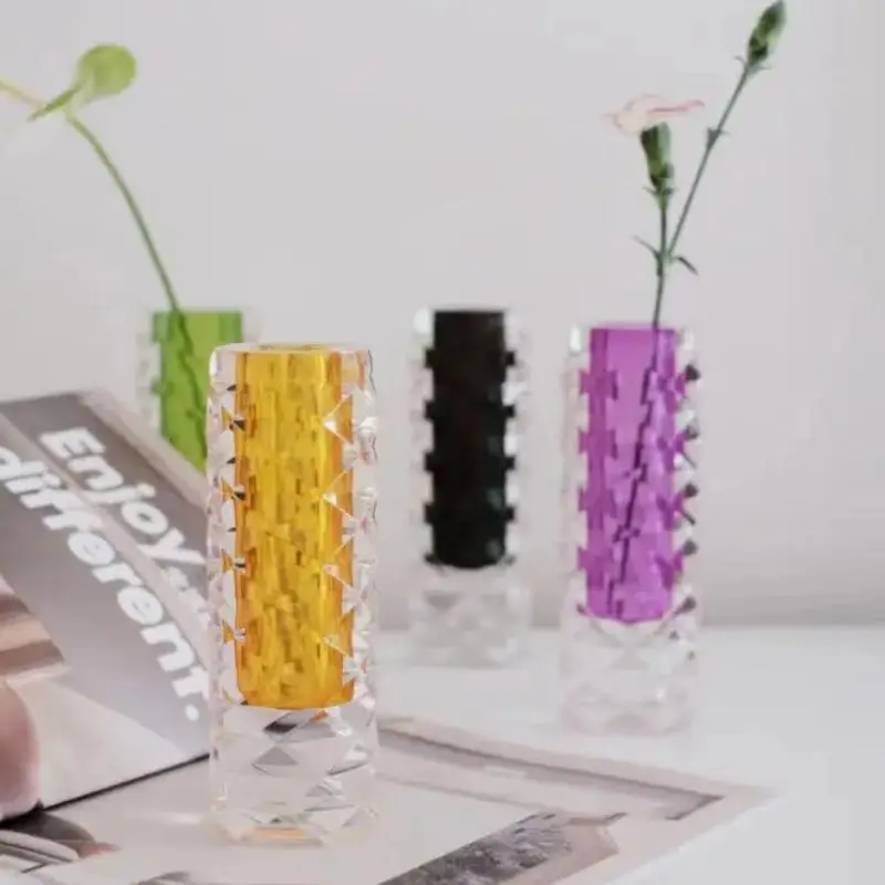Desktop Office Flower Decorative Acrylic Plastic Flower Vase Table Vase Small Flower Vase Home Decor