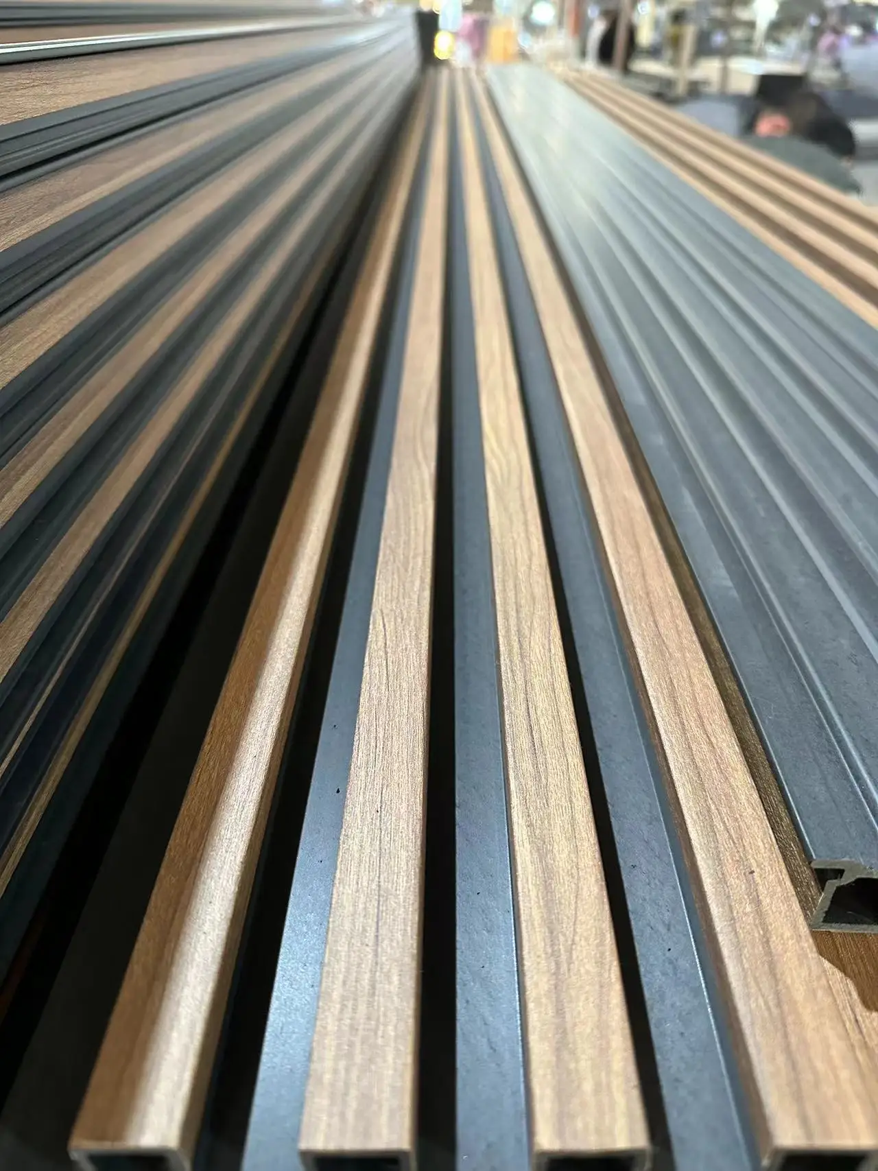 high quality Black base board wpc pvc wall panel wpc fluted wall panel wood replacement