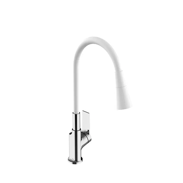 Hot And Cold Basin Sink Water Taps Mixers Brass Body White Kitchen Faucet