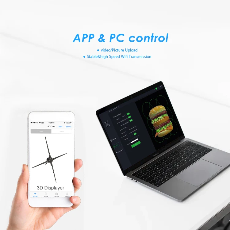 Holograma Cloud Mall Olograma High Resolution 75cm Cloud Control Splicing Wifi Holographic Display Led Holograma 3D Hologram Fan