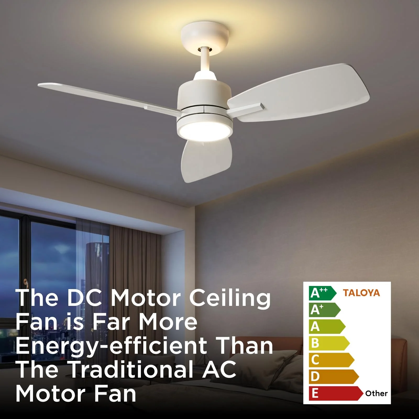 48 Inch 5 Blades Dc Motor Led Fandelier Fan Remote Dimmable Ceiling Fans Lighting Fixtures Modern