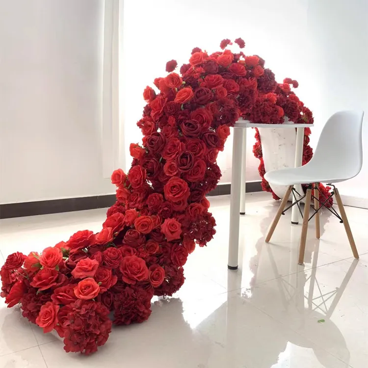 A-1156 популярное событие, украшенные цветочным настольная дорожка белый шелк искусственный цветок настольная дорожка свадебная АРКА цветок