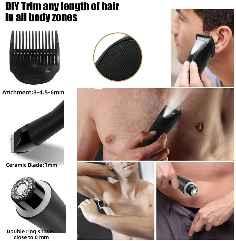 Body Hair Trimmer Electric Groin Hair Shaver for Balls Epilator Male Pubic Hair Trimmer Hair Removal for Chest Armpit Body Razor