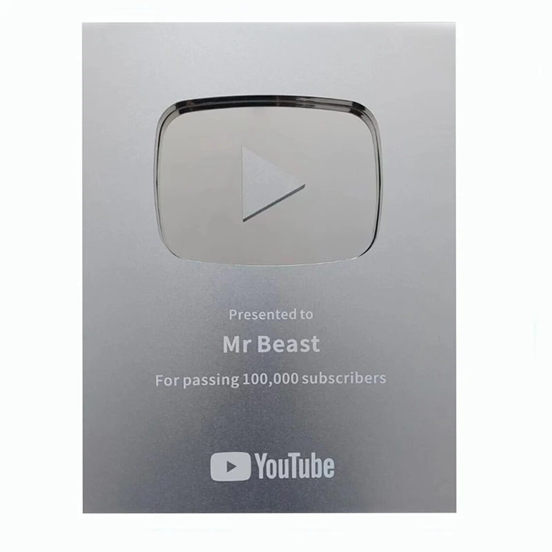 2024 пользовательских табличек с именами Золотое серебро аккаунт на youtube премиальный щит почетный трофей медаль placa de dorada play button награда