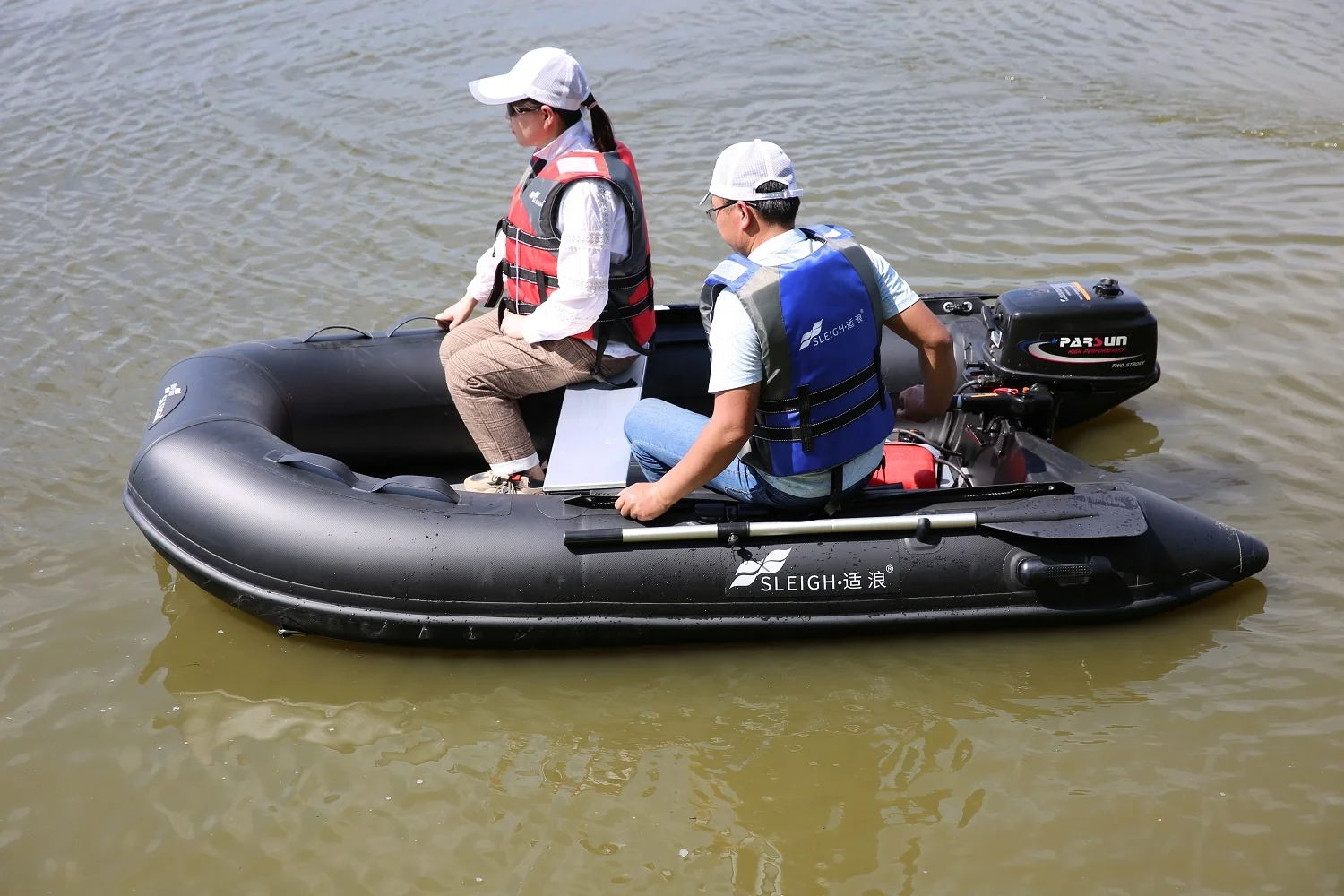 9ft Assault Kayak 1.2MM PVC Inflatable Speed Kayak Rescue Boat Transom Tender Rowing Canoe with Aluminum Floor for Water Sports