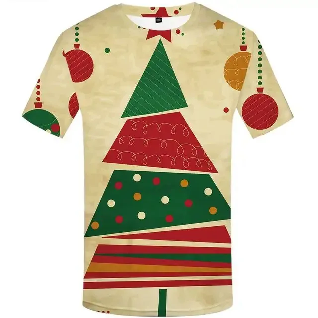 Free Sample Plus Size Men Gift T-Shirts Unisex 3D Christmas T-Shirt Tops Sublimation Printing Short Sleeve Tee Shirts