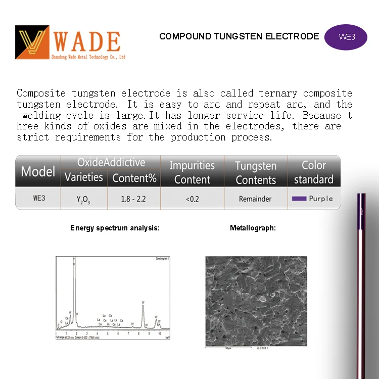 compound tungsten electrodes 2/25` x 7` WE3 /WS2  purple  for TIG arc welding electrode