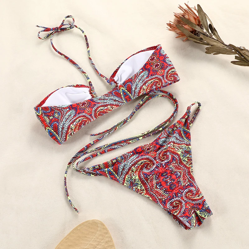 High quality 2022 summer new arrival swimwear bikinis wholesale crotch printing micro sexy beachwear bikinis for women