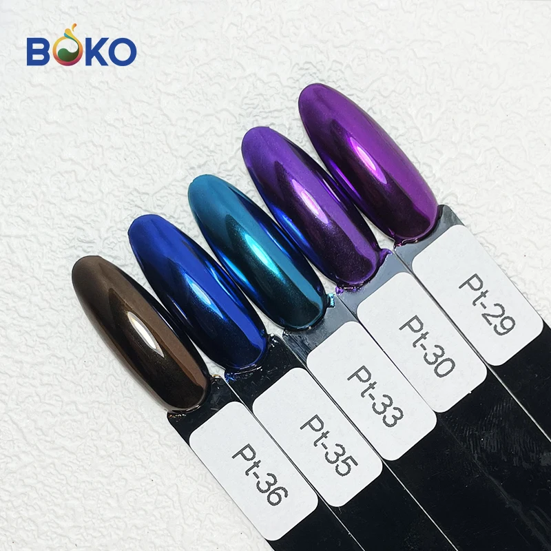 Популярный дизайн ногтей BOKO 2022, цветной пигментный эффект, Платиновый эффект, зеркальный хромовый порошок для ногтей, завод