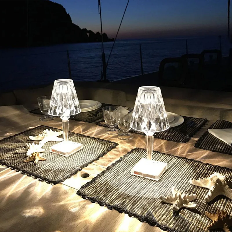 Хрустальный ночник с зарядкой от USB, акриловые декоративные настольные лампы, прикроватный светильник для спальни, алмазная настольная лампа