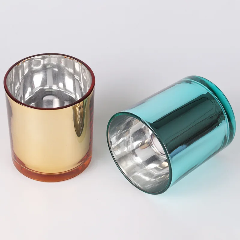 14oz Black Rose Gold Glass Electroplated Candle Jars with Lid for Scented Candle