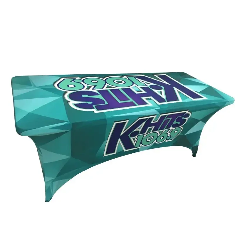 Sunshine Custom Logo Table Cloth Universal Open Back Stretch Table Covers Rectangular Standard Tablecloths