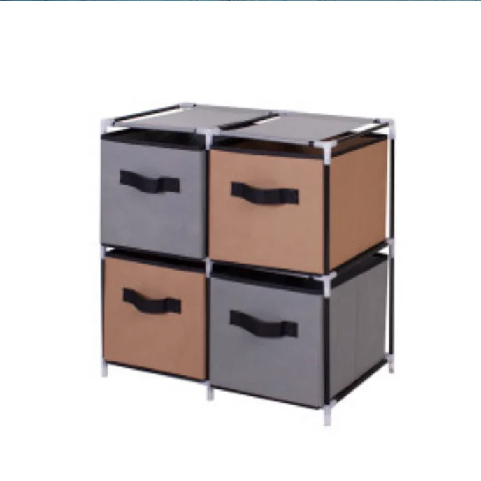 Home Furniture Multifunction DIY Iron Tube Four Layers Storage Rack With Drawer