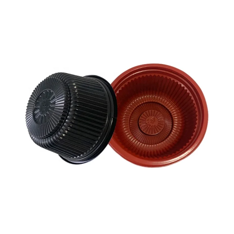 Noodle Food Packing Disposable Plastic Bowl Anti-scald Design PP Bowls in Red and Black