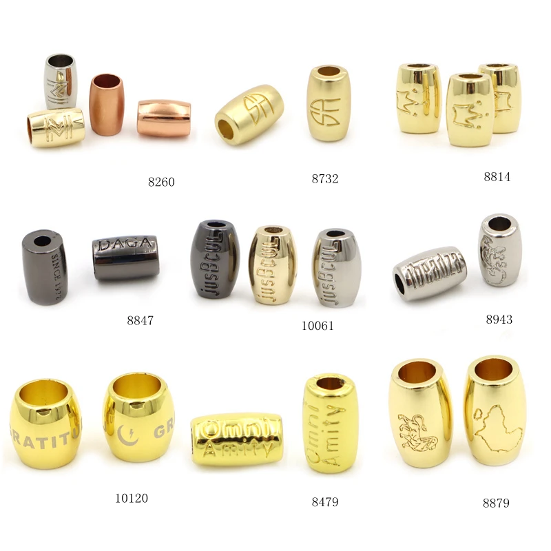 Jewelry Making Bead Custom Engraved Logo Metal Spacer Beads for Bracelet Accessories