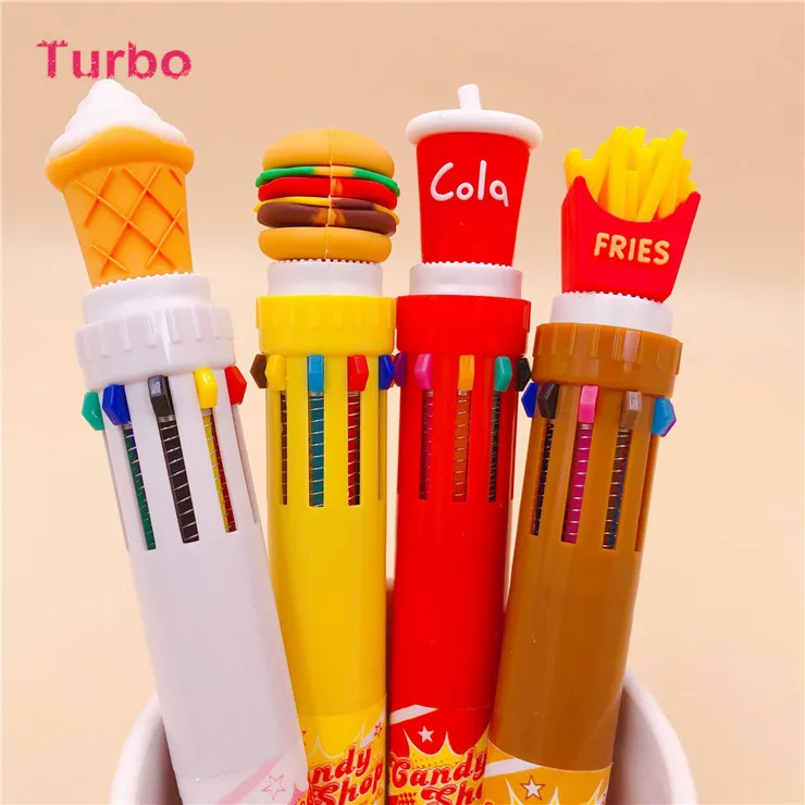 Turbo website popular school kids stationery cheap wholesale beautiful hamburger food shaped silicone ball pens