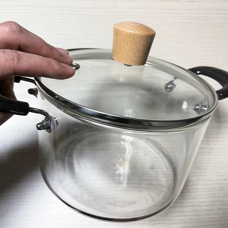 Big Size Clear Heat Resistant 2.5L Glass cooking Pots to Cook on Fire